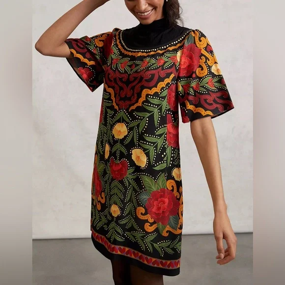 knee length dresses for ladies Farm Rio Embroidered Tapestry Mini Dress main image 0